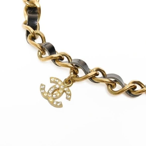 CHANEL 95P COCO Mark Rhinestone Chain Necklace gold WS24851 - Picture 3 of 4